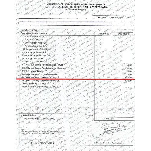 RECIBO DE SUELDO DE INTA